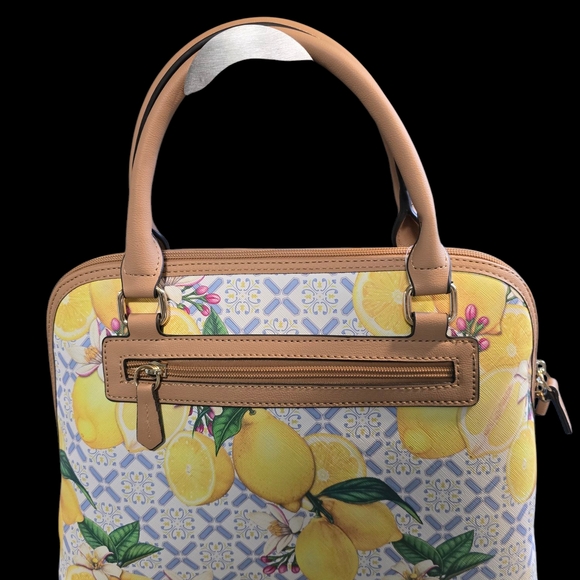 Giani Bernini Yellow and Tan Tote with Lemon Print - Picture 2 of 4